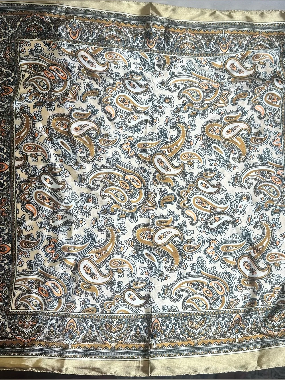 Pasiley pattern silk feel satin square scarf head wrap bandana